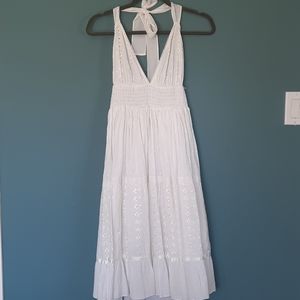 White eyelet halter dress